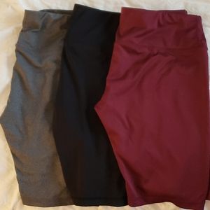 Womens Large yoga shorts with inside pocket. 3 different colors